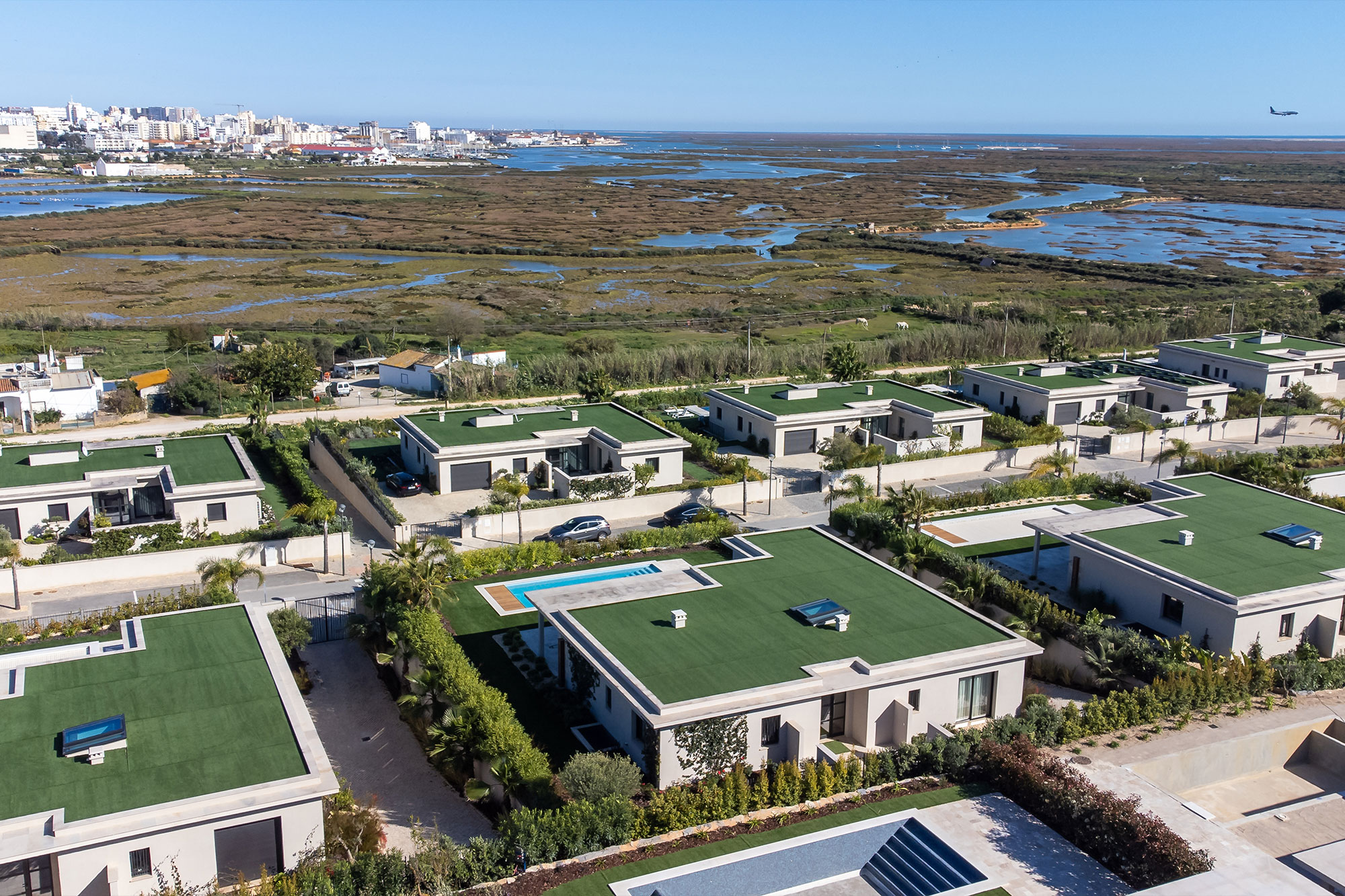 Modern dining room with wooden table and chairs