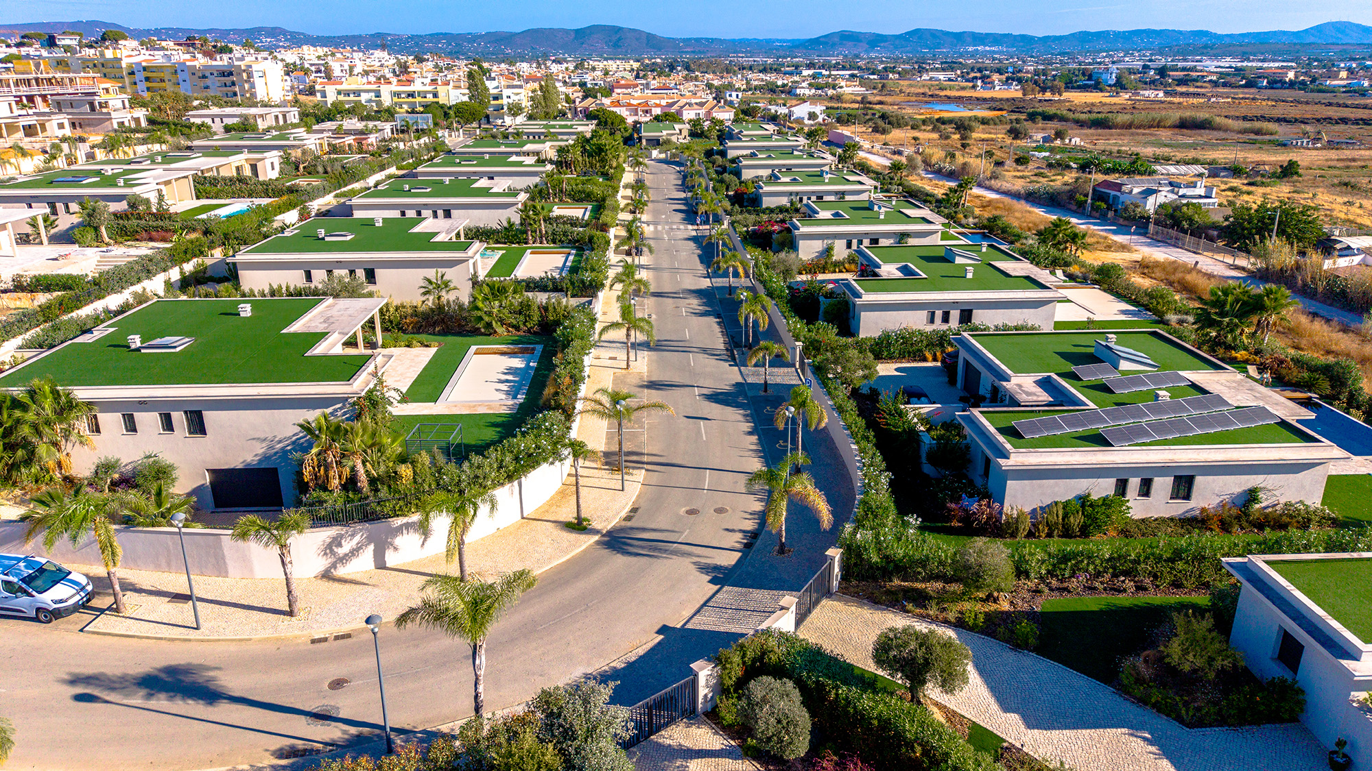 Detail view of luxury villa architecture